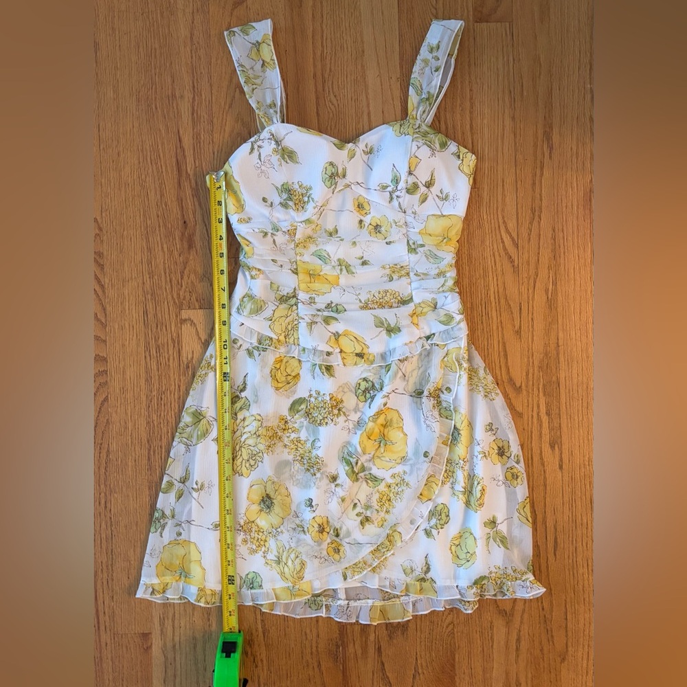 Y2K Ruby Rox romantic cottage fairy Floral Yellow Dress size 9 - Picture 12 of 13